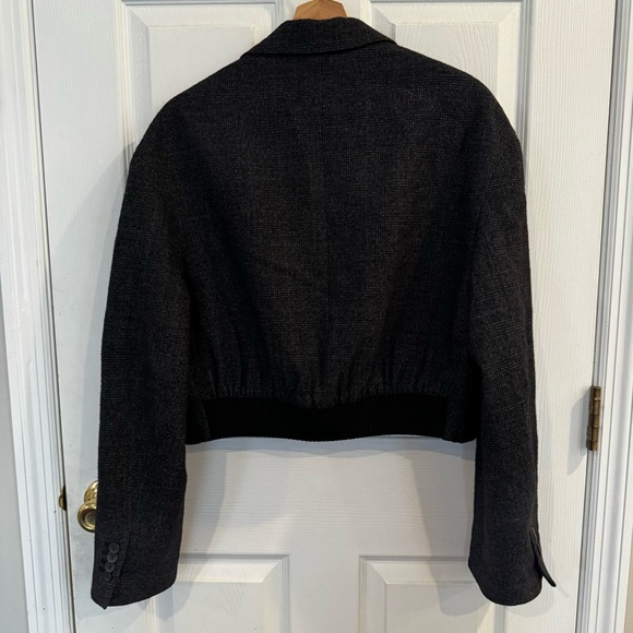 Tibi Kian Glenplaid Cropped Bomber Blazer Wool Blend Jacket Size Small - Picture 16 of 16